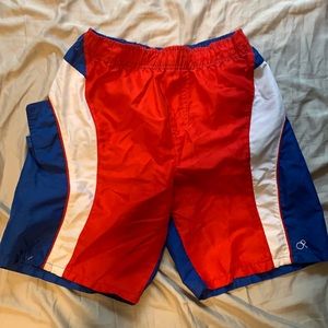 Red and Blue Kids Swim Trunks